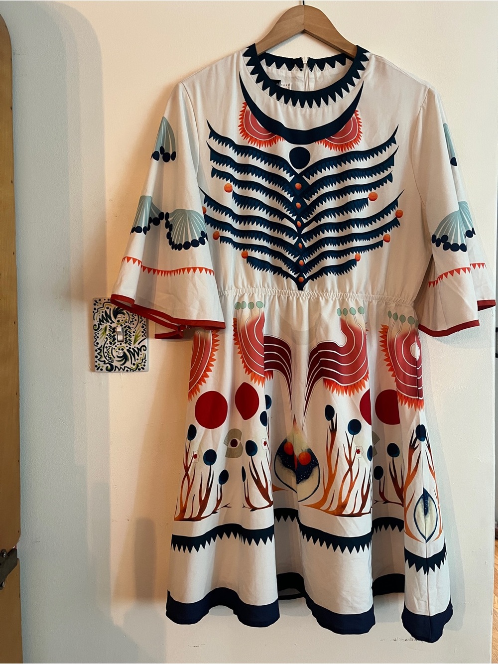 Lai Meng Five Cats Navy & White Patterned Dress